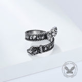 Nordic Two-Headed Snake Stainless Steel Viking Open Ring