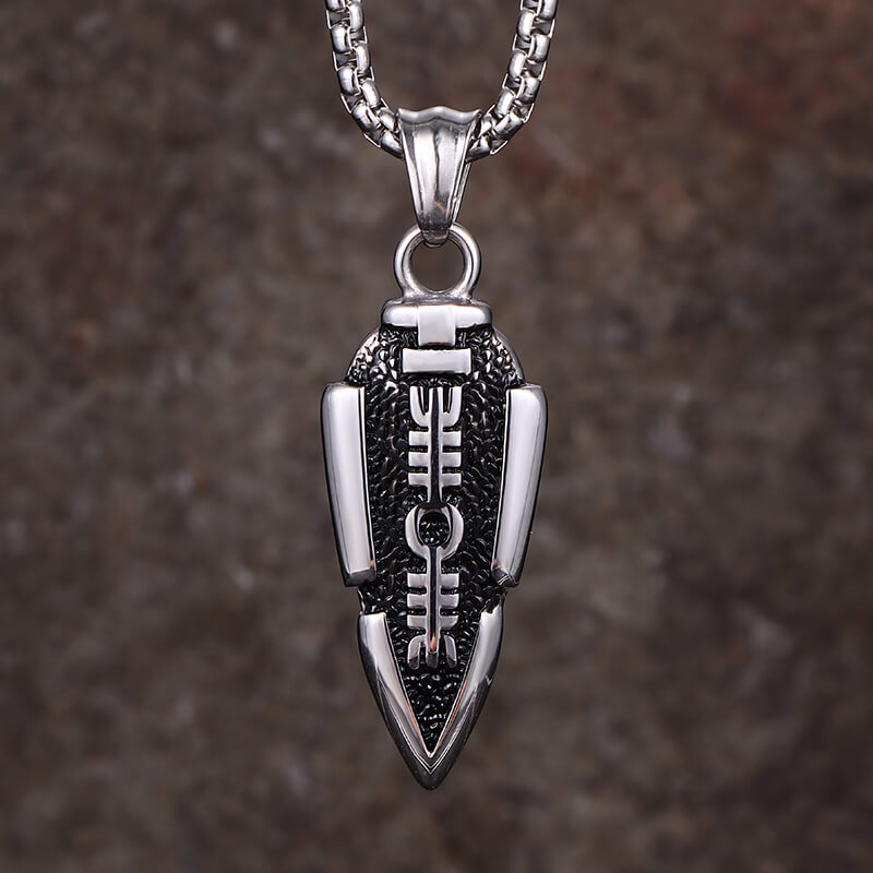 Nordic Valknut Spear of Odin Stainless Steel Necklace | Gthic.com