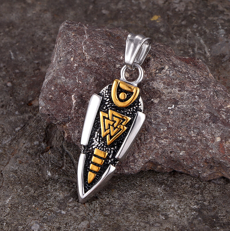Nordic Valknut Spear of Odin Stainless Steel Necklace | Gthic.com