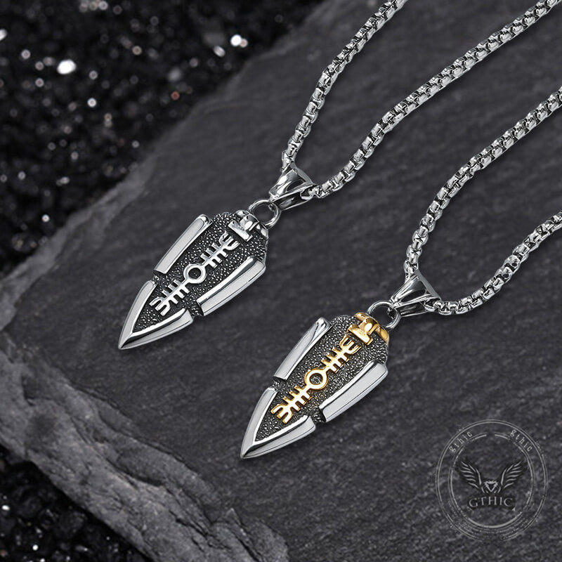 Nordic Valknut Spear of Odin Stainless Steel Necklace