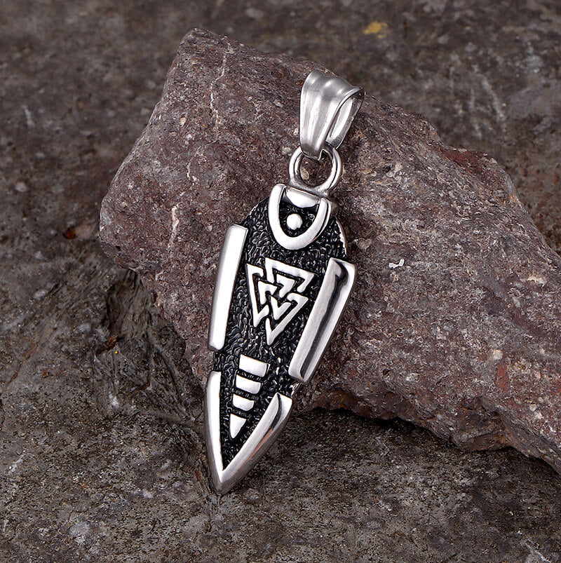 Nordic Valknut Spear of Odin Stainless Steel Necklace | Gthic.com