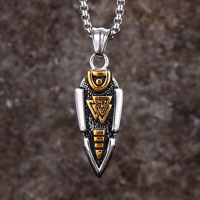 Nordic Valknut Spear of Odin Stainless Steel Necklace | Gthic.com