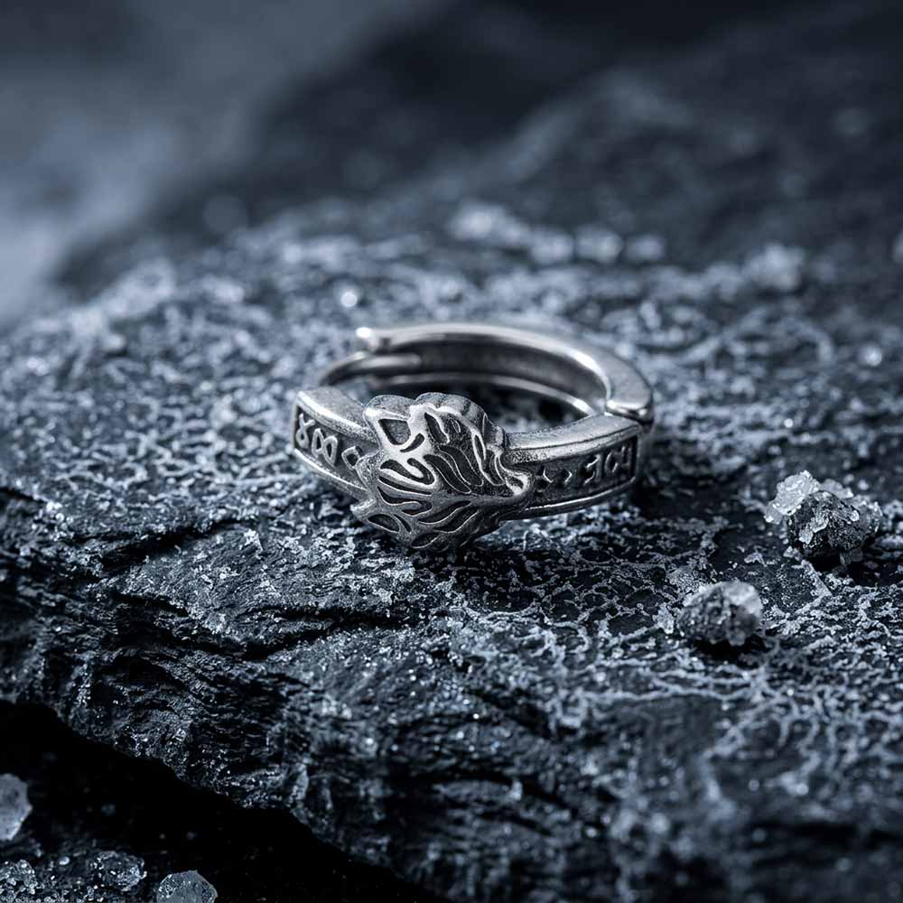 Nordic Valknut Wolf Head Stainless Steel Earrings