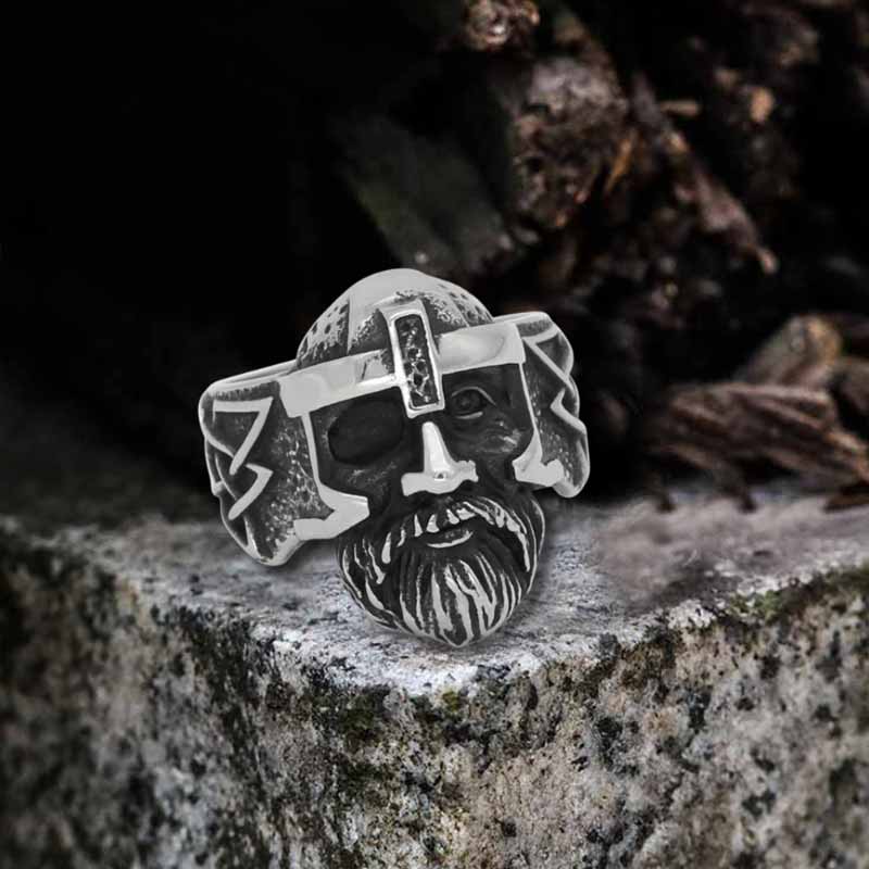 Nordic Viking Odin Head Stainless Steel Ring 01 | Gthic.com