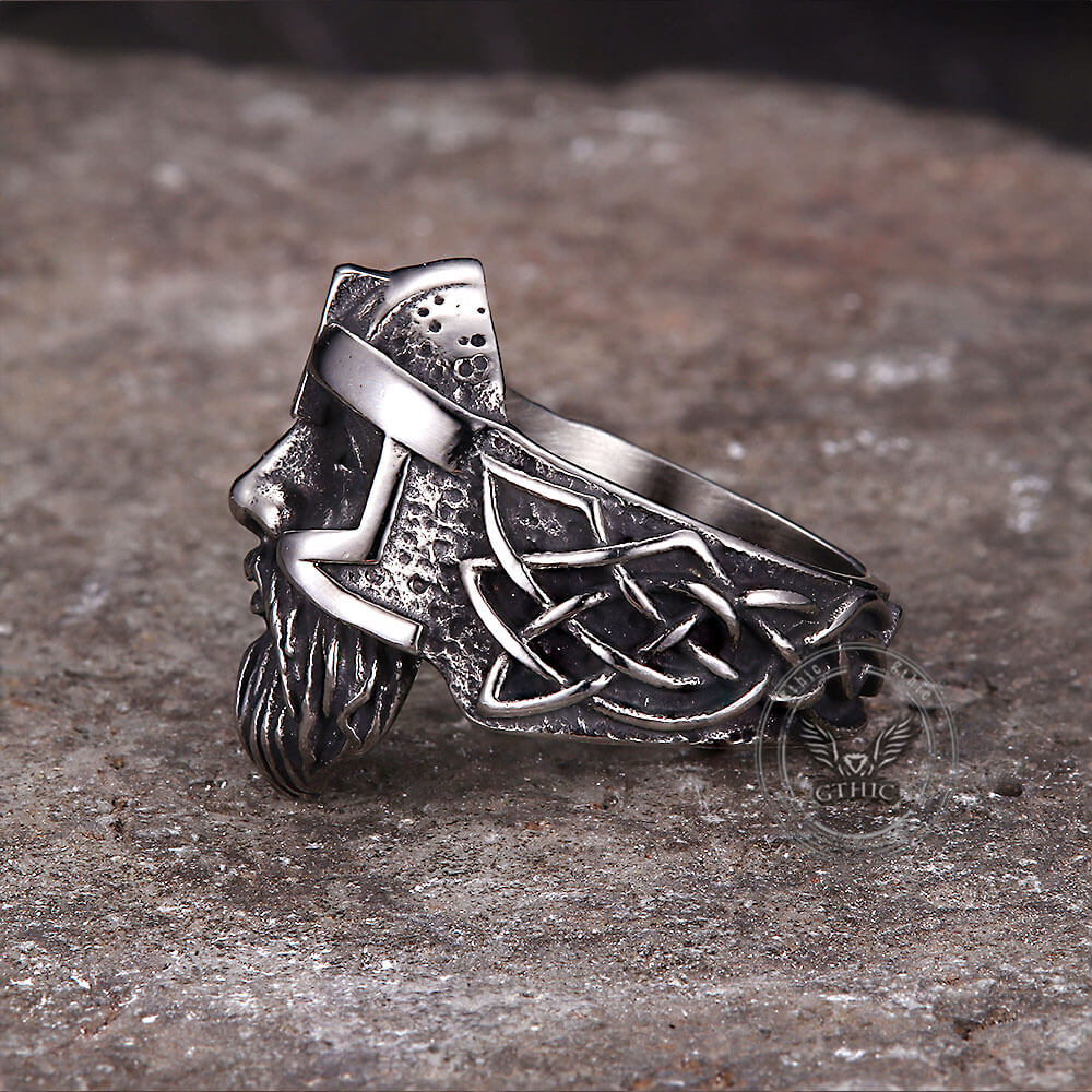 Nordic Viking Odin Head Stainless Steel Ring