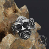 Nordic Viking Odin Head Stainless Steel Ring 02 | Gthic.com
