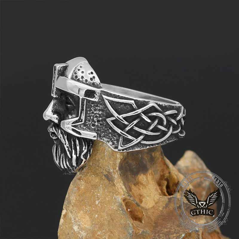 Nordic Viking Odin Head Stainless Steel Ring 03 | Gthic.com