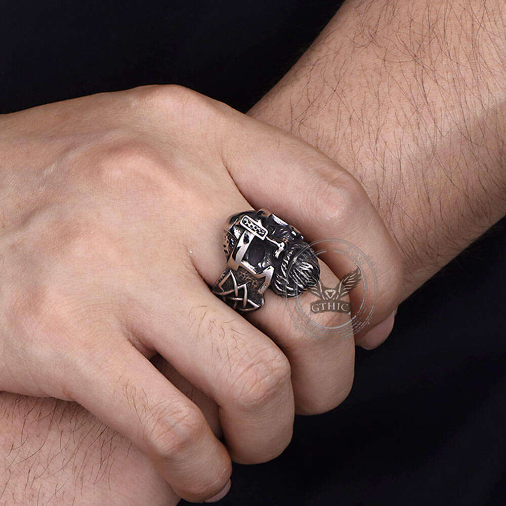Nordic Viking Odin Head Stainless Steel Ring | Gthic.com