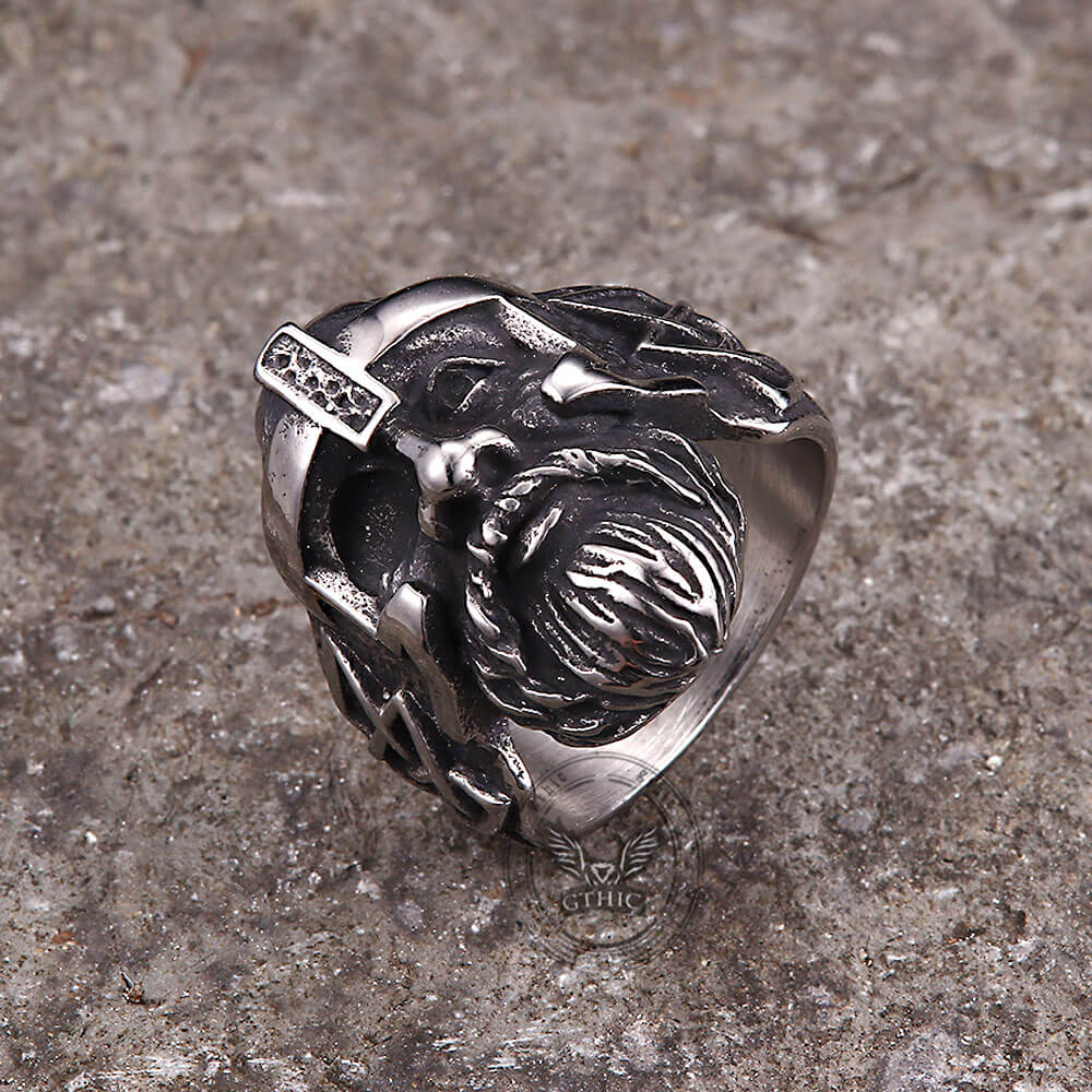 Nordic Viking Odin Head Stainless Steel Ring