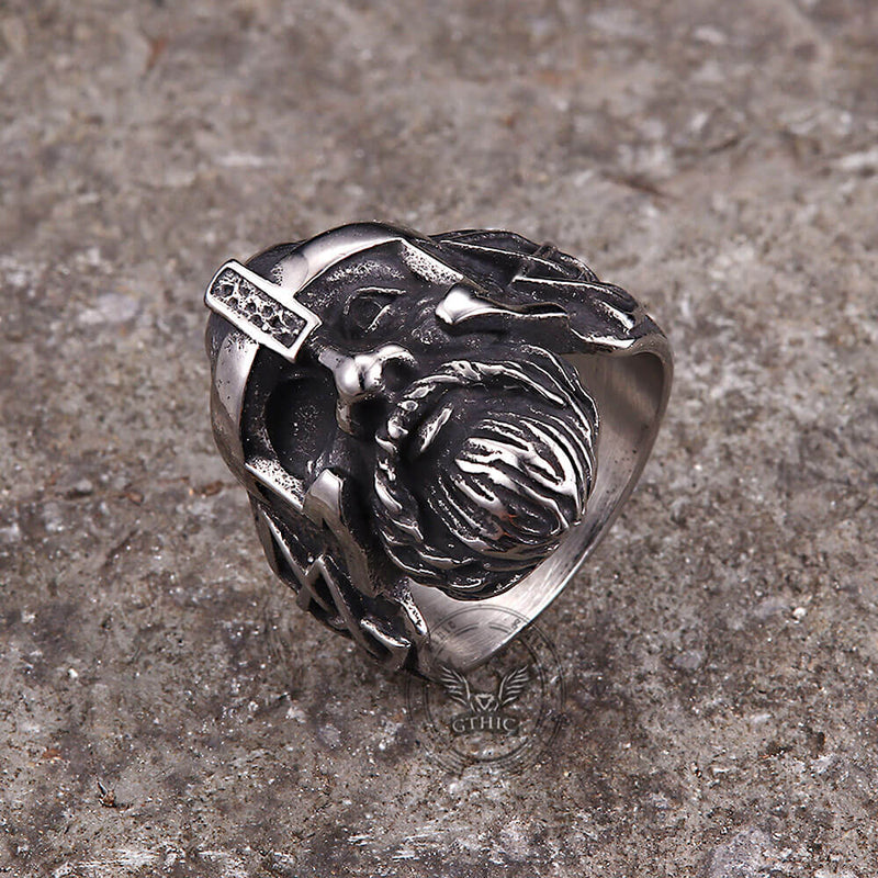 Nordic Viking Odin Head Stainless Steel Ring