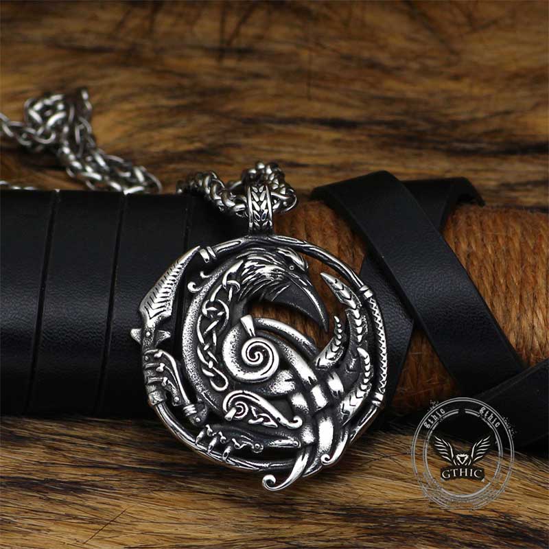Nordic Viking Raven Stainless Steel Pendant | Gthic.com