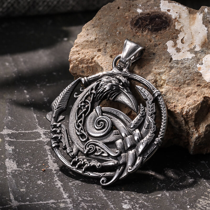 Nordic Viking Raven Stainless Steel Pendant | Gthic.com