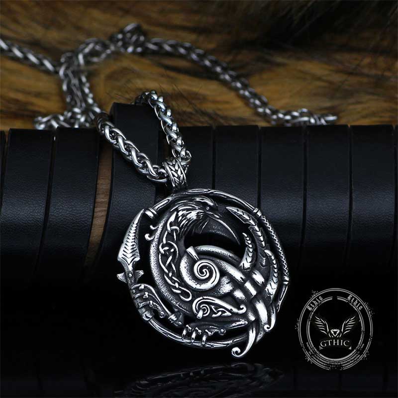 Nordic Viking Raven Stainless Steel Pendant | Gthic.com