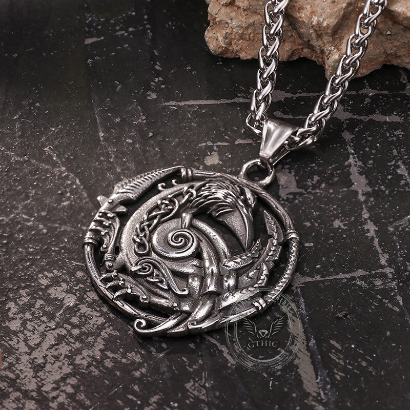 Nordic Viking Raven Stainless Steel Pendant