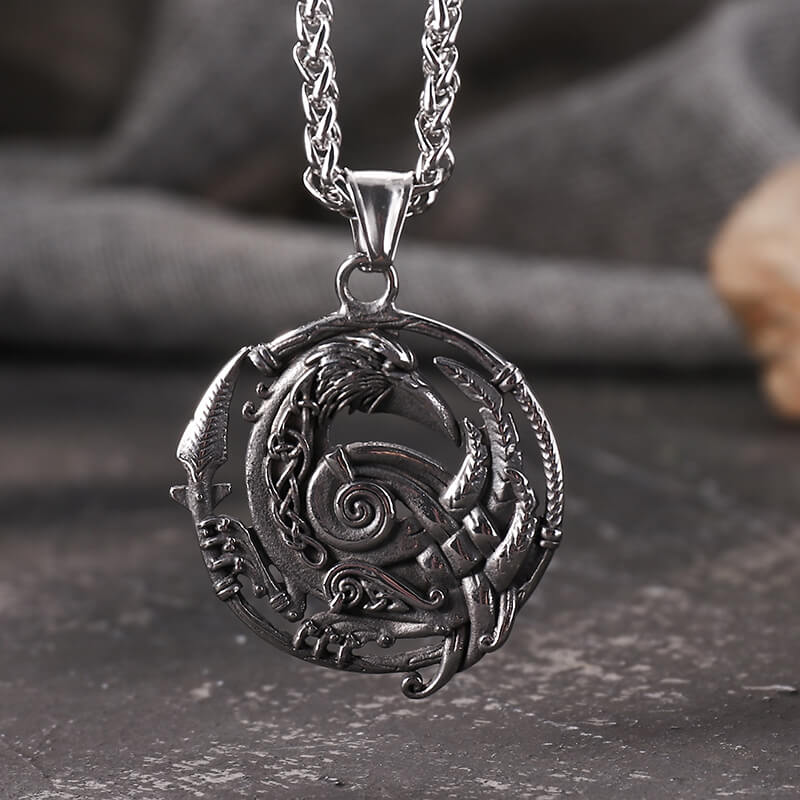 Nordic Viking Raven Stainless Steel Pendant | Gthic.com