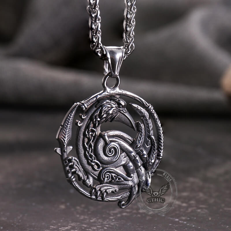 Nordic Viking Raven Stainless Steel Pendant