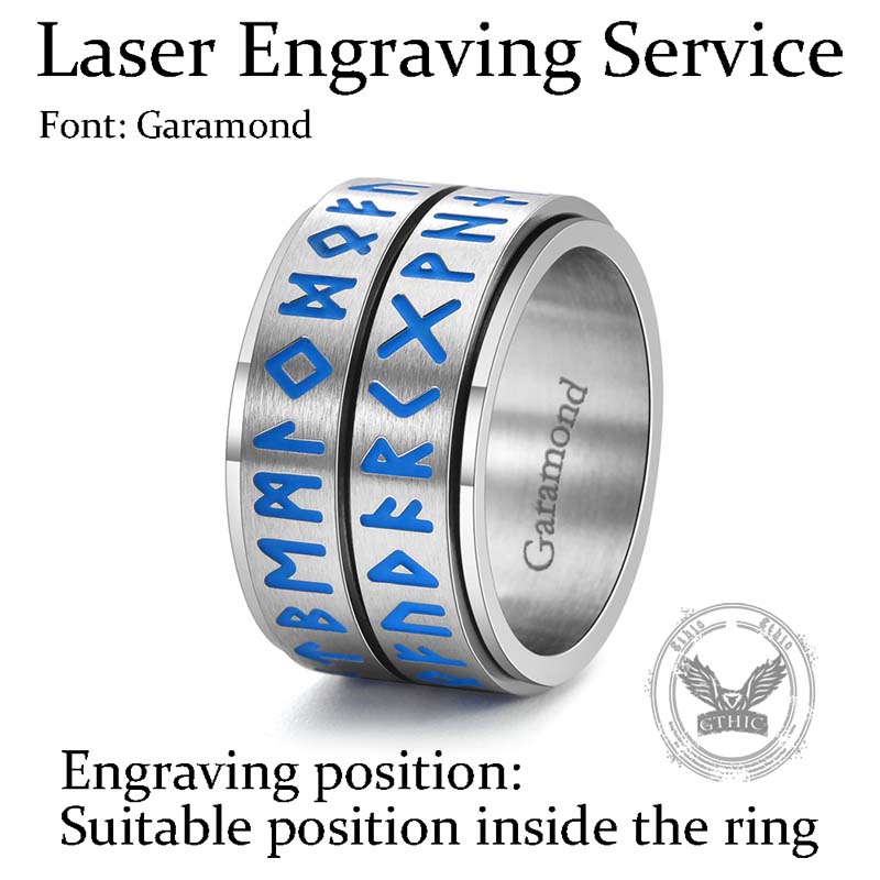 Nordic Viking Rune Luminous Stainless Steel Spinner Ring