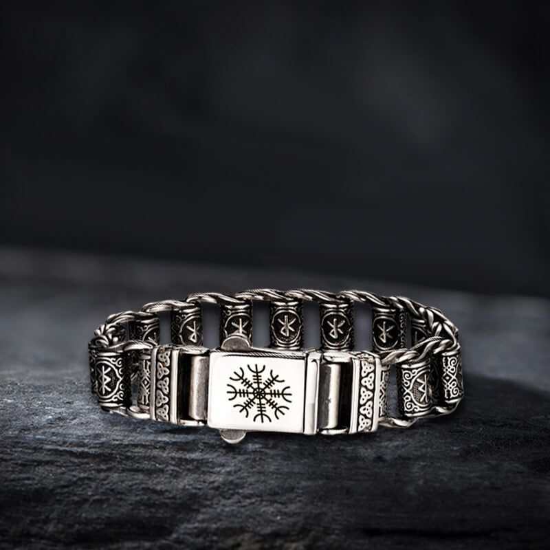 Nordic Viking Rune Stainless Steel Bracelet 04 | Gthic.com