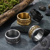 Nordic Viking Rune Stainless Steel Retro Band Ring | Gthic.com