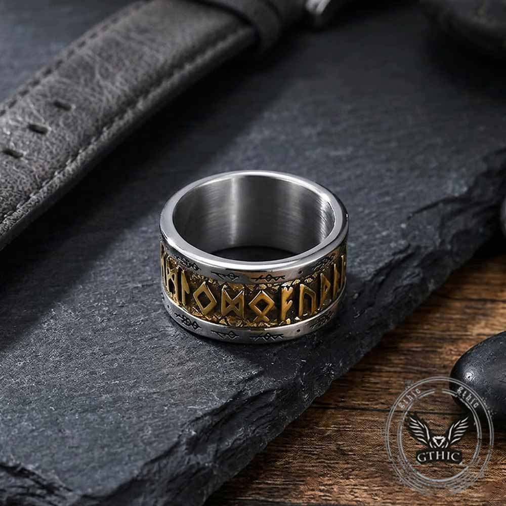 Nordic Viking Rune Stainless Steel Retro Band Ring