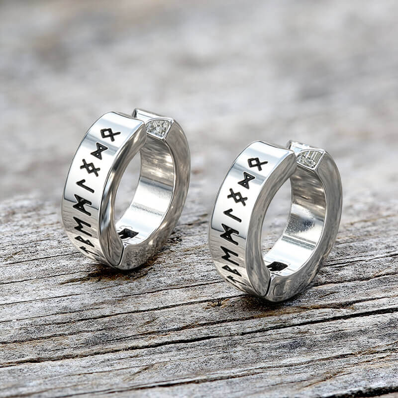 Nordic Viking Runes Stainless Steel Earrings