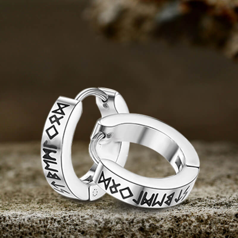 Nordic Viking Runes Stainless Steel Earrings | Gthic.com