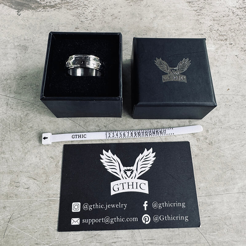 Nordic Viking Runes Stainless Steel Spinner Ring