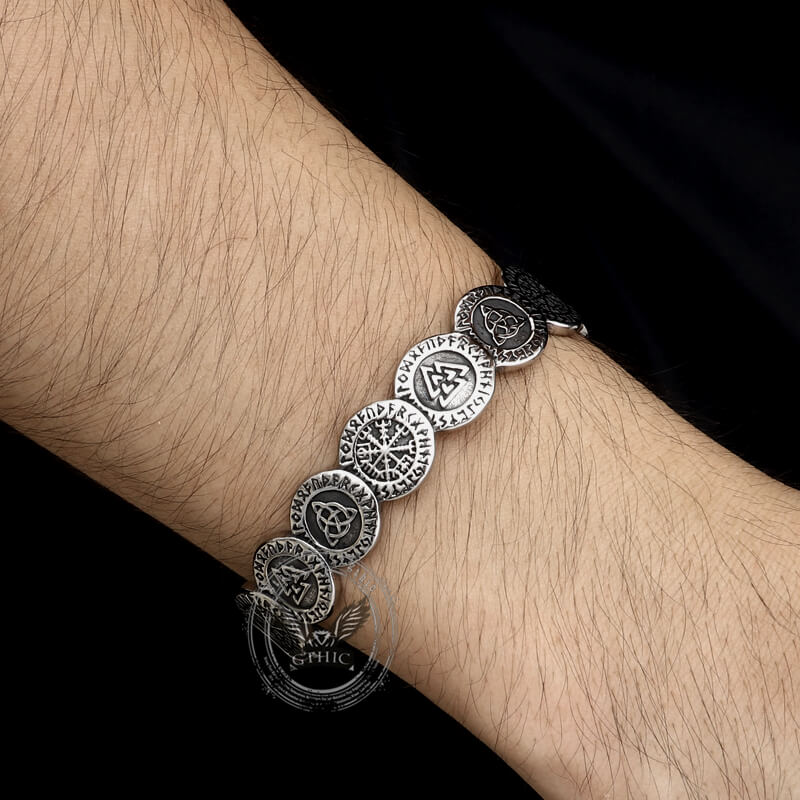 Nordic Viking Totem Stainless Steel Cuff Bracelet | Gthic.com