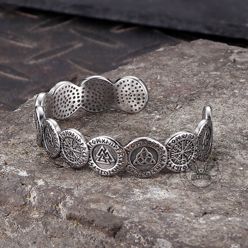 Nordic Viking Totem Stainless Steel Cuff Bracelet