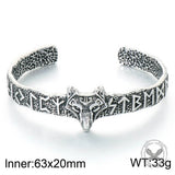 Nordic Viking Warrior Rune Stainless Steel Cuff Bracelet