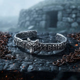Nordic Viking Warrior Rune Stainless Steel Cuff Bracelet