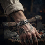 Nordic Viking Warrior Rune Stainless Steel Cuff Bracelet | Gthic.com