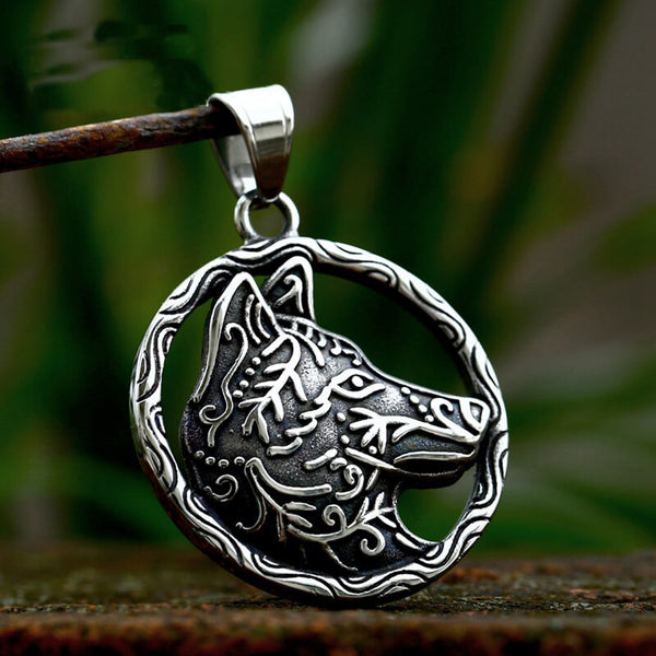 Nordic Viking Wolf Head Stainless Steel Pendant | Gthic.com