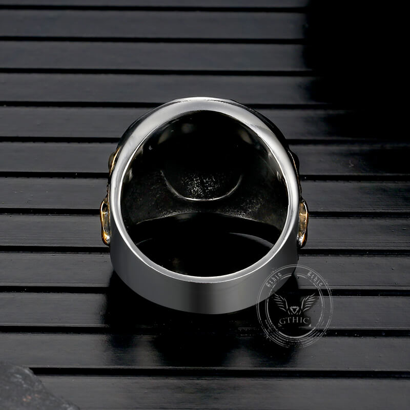 Nordic Wolf Head Warrior Stainless Steel Viking Ring 03 | Gthic.com