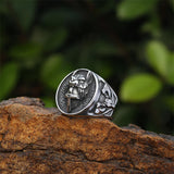 Nordic Wolf Head Warrior Stainless Steel Viking Ring 04 | Gthic.com