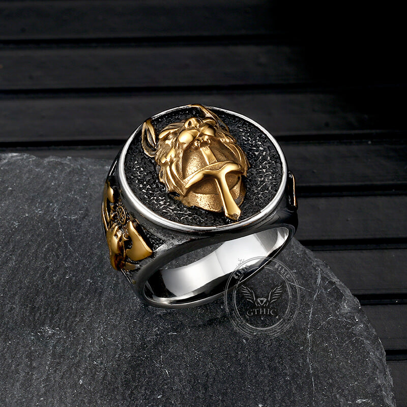 Nordic Wolf Head Warrior Stainless Steel Viking Ring 03 | Gthic.com