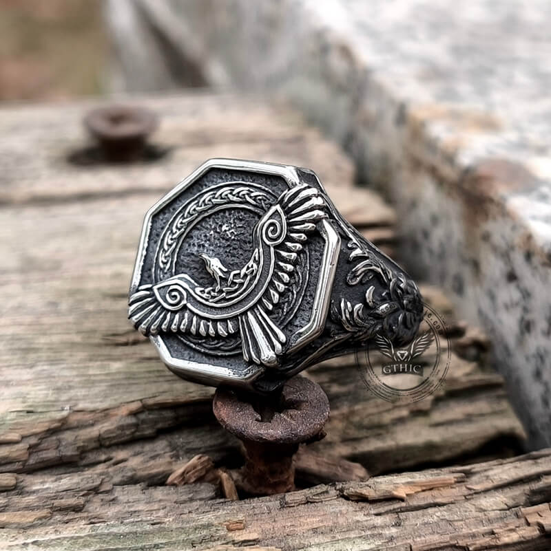 Norse Flying Eagle Stainless Steel Viking Ring | Gthic.com
