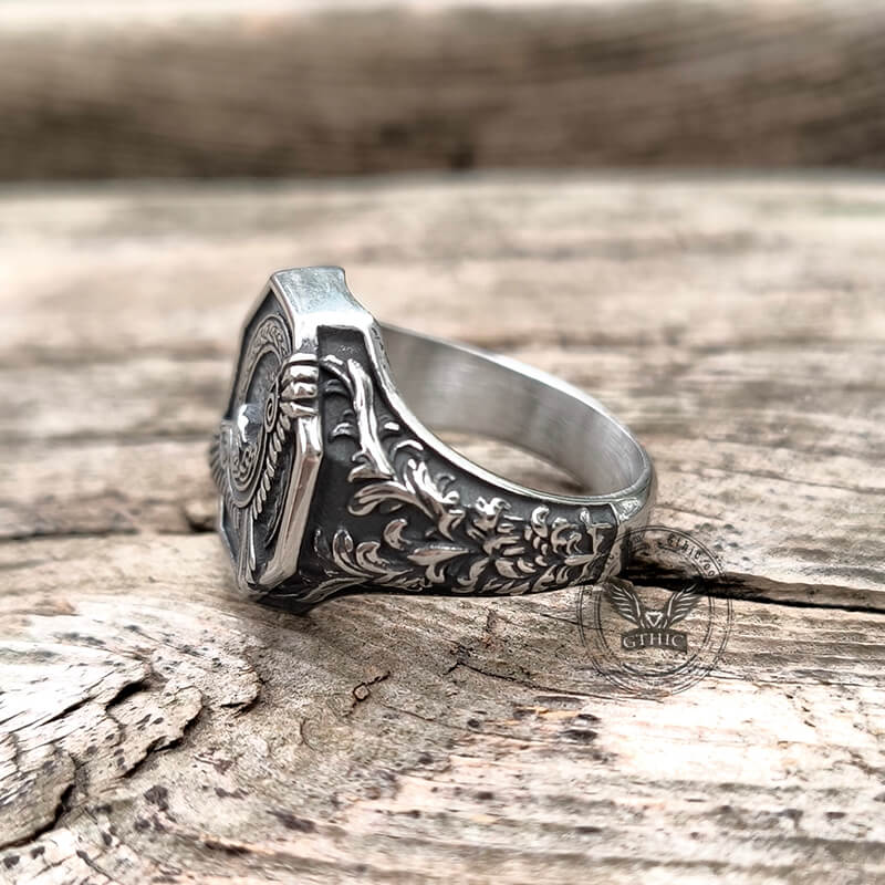 Norse Flying Eagle Stainless Steel Viking Ring | Gthic.com