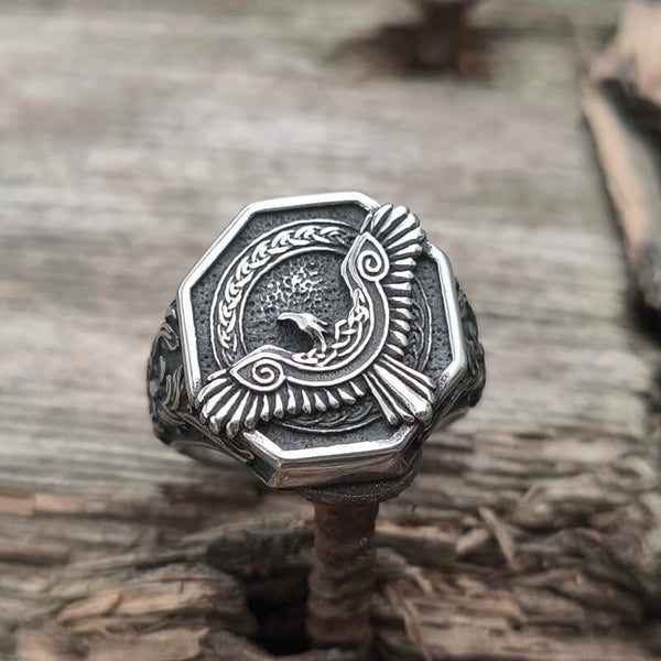 Norse Flying Eagle Stainless Steel Viking Ring | Gthic.com