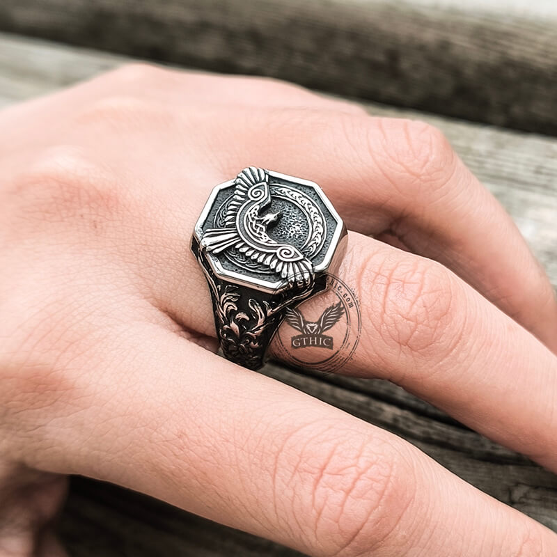 Norse Flying Eagle Stainless Steel Viking Ring | Gthic.com