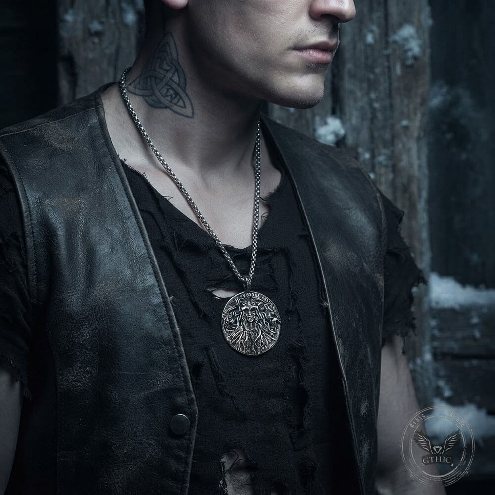 Norse Gods Twin Wolves Stainless Steel Viking Pendant | Gthic.com