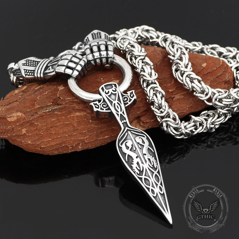 Norse Mjolnir Rune Sword stainless steel Viking Pendant | Gthic.com