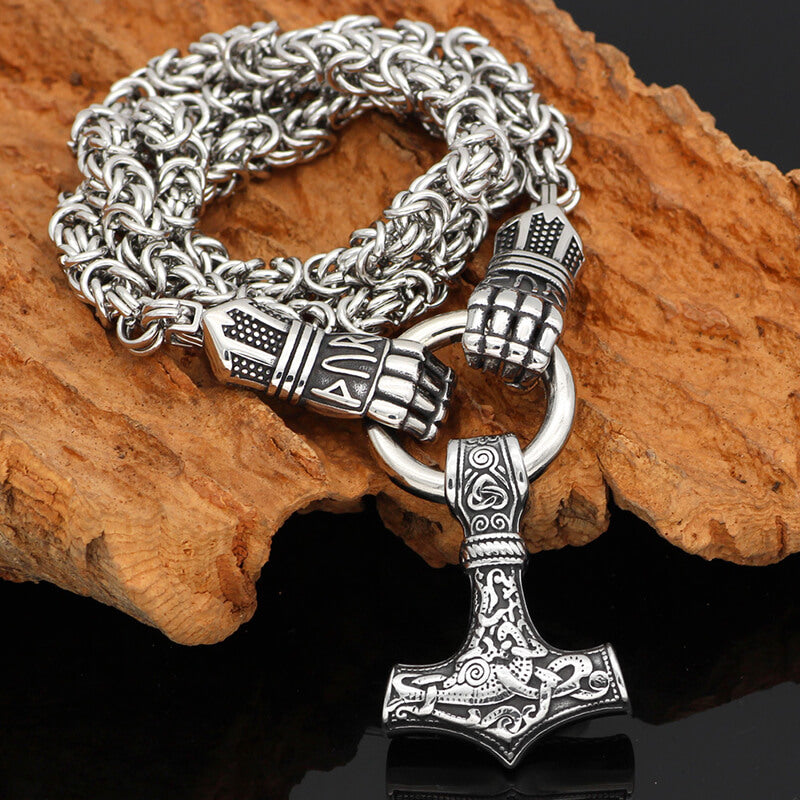 Norse Mjolnir Rune Sword stainless steel Viking Pendant | Gthic.com