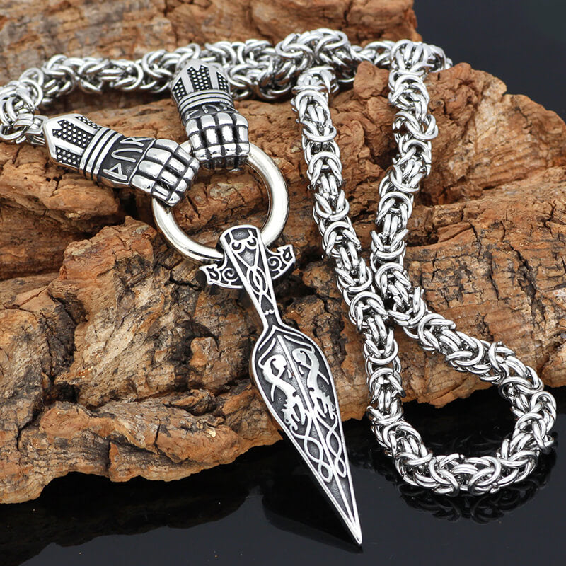 Norse Mjolnir Rune Sword stainless steel Viking Pendant | Gthic.com