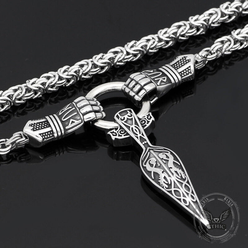 Norse Mjolnir Rune Sword stainless steel Viking Pendant | Gthic.com