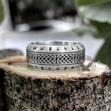 Norse Runes Celtic Knot Sterling Silver Viking Ring | Gthic.com