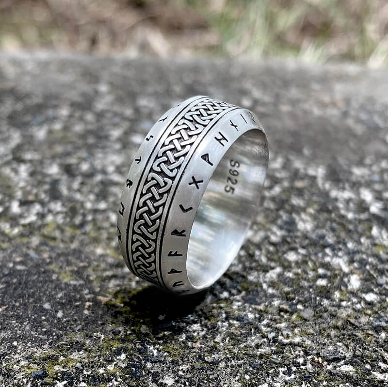 Norse Runes Celtic Knot Sterling Silver Viking Ring – GTHIC