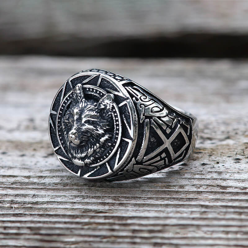 Norse Slavic Wolf Stainless Steel Viking Ring | Gthic.com