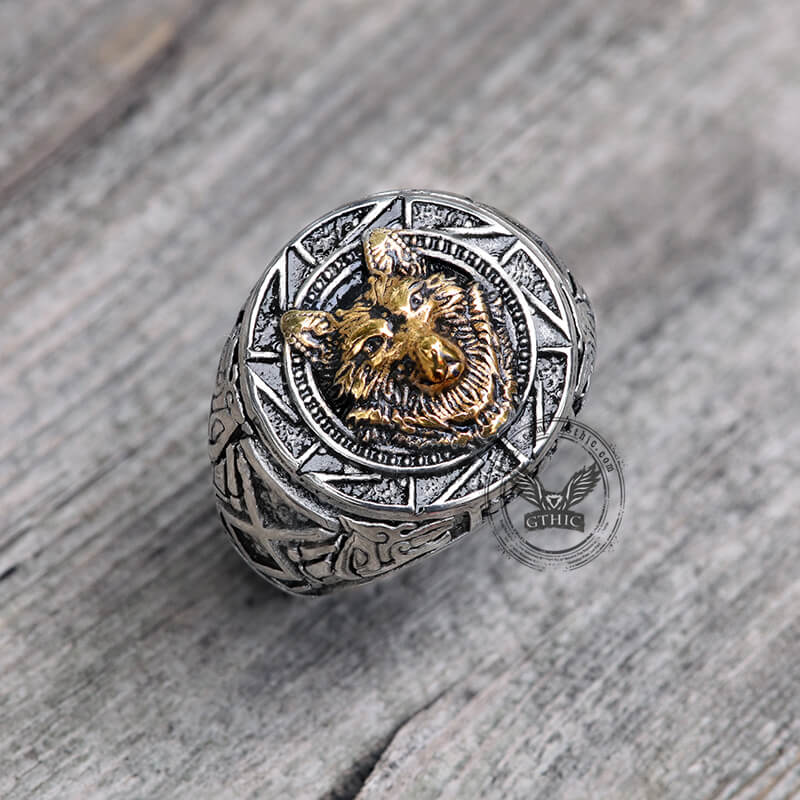 Norse Slavic Wolf Stainless Steel Viking Ring | Gthic.com