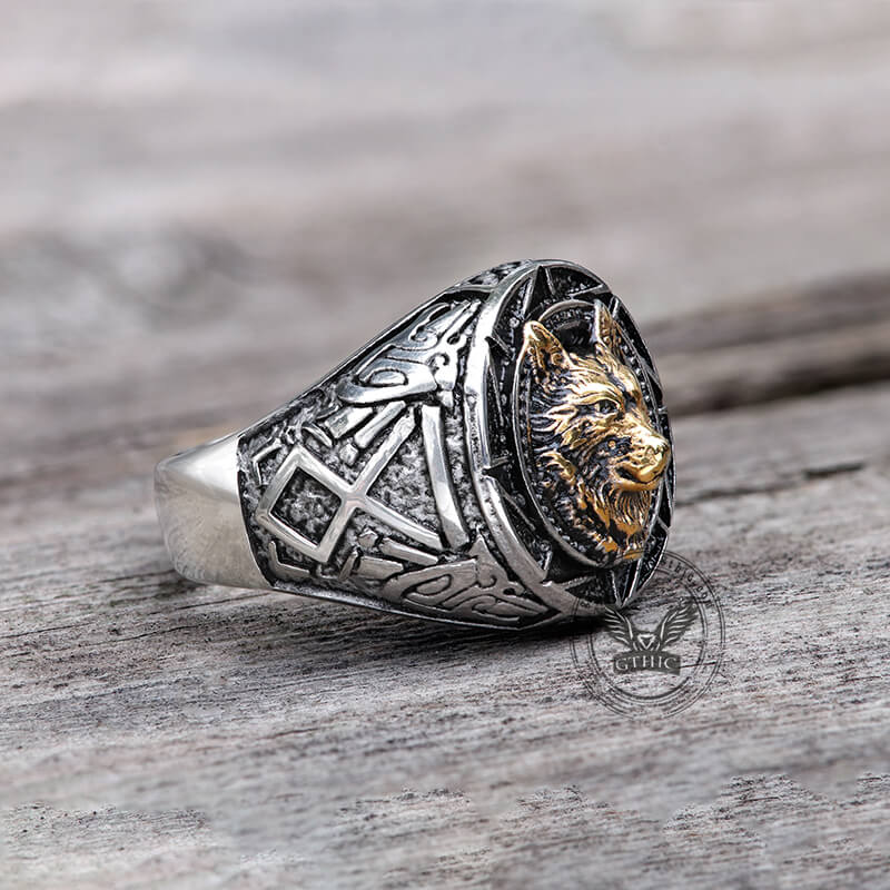 Norse Slavic Wolf Stainless Steel Viking Ring
